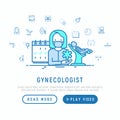 Gynecologist concept with thin line icons