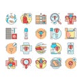 gynecologist doctor woman patient icons set vector