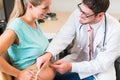 Gynecologist measuring belly of pregnant woman Royalty Free Stock Photo