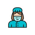 Gynecologist, obstetrician, doctor flat color line icon.