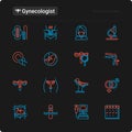 Gynecologist thin line icons set