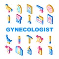 Gynecologist Treatment Collection Icons Set Vector Illustration