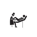 Gynecologist visit black vector concept icon. Gynecologist visit flat illustration, sign