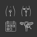 Gynecology chalk icons set