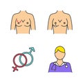 Gynecology color icons set