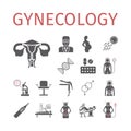 Gynecology. Flat icons set. Vector signs for web graphics. Royalty Free Stock Photo