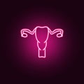 Gynecology icon uterusneon icon. Elements of body parts set. Simple icon for websites, web design, mobile app, info graphics