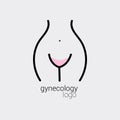 Gynecology logo. Female silhouette symbolizes health childbirth and fullness. Use as logo clinic or medicament