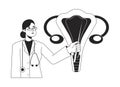 Gynecology, obstetrics bw concept vector spot illustration