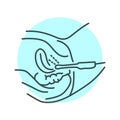 Gynecology ultrasound color line illustration