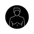 Gynecomastia black glyph icon. Pictogram for web page, mobile app, promo. Editable stroke.