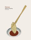 Gyoza with Cho yun in the Cup vector.