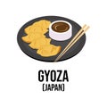 Gyoza japanese food. Asian traditional food elements in cartoon flat style isolated on white background