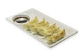 Gyoza and sauce in plate on a white background with clipping path Royalty Free Stock Photo