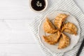 gyoza with stuffing and soy sauce Royalty Free Stock Photo