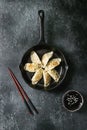 Gyozas potstickers asian dumplings Royalty Free Stock Photo