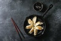 Gyozas potstickers asian dumplings Royalty Free Stock Photo