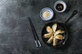 Gyozas potstickers asian dumplings Royalty Free Stock Photo