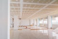 Gypsum board ceiling structure and plaster mortar wall painted foundation white decorate interior room in building construction