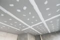 Gypsum board plaster ceiling of house under construction site. Royalty Free Stock Photo