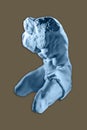 Gypsum copy of Belvedere Torso statue for artists. Isolated color replica of a famous ancient Greek fragmentary marble