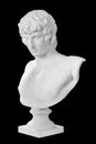 Gypsum copy of famous ancient statue Antinous bust isolated on a black background with clipping path. Plaster antique Royalty Free Stock Photo