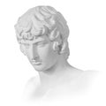 Gypsum copy of famous ancient statue Antinous bust isolated on a white background with clipping path. Plaster antique Royalty Free Stock Photo
