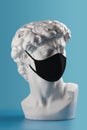 Gypsum David bust head in cloth face mask