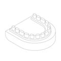 Gypsum jaw for dentist isolated. Cast of teeth. Dentist treatment. Dentistry Vector illustration