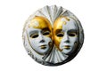 Gypsum sculpture of the venecian masks isolated on white Royalty Free Stock Photo
