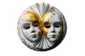 Gypsum sculpture of the venecian masks isolated on white Royalty Free Stock Photo