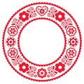 Polish folk art vector round mandala design with flowers and heart inspired by traditional highlanders embroidery Lachy Sadeckie