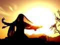 Gypsy dancer against sun Royalty Free Stock Photo