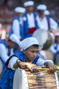 A gypsy drummer relaxes between performances at the Kirkpinar Turkish Oil Wrestling Festival in Edirne in Turkey. Royalty Free Stock Photo