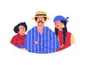 Gypsy family of people of gypsy nationality flat vector illustration isolated.