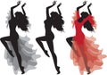 Gypsy flamenco dance silhouette set