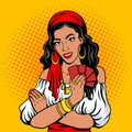 Gypsy girl fortune teller pop art style vector