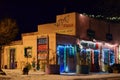 Gypsy Plaza in Madrid New Mexico at night during the Christmas Seasonal Holiday