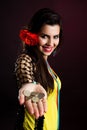 Gypsy woman offer money Royalty Free Stock Photo