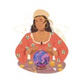 Gypsy woman predicting on crystal ball isolated Royalty Free Stock Photo