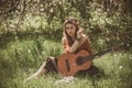 Young romantic redhead gypsy woman, lifestyle portrait Royalty Free Stock Photo