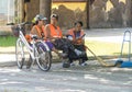 Gypsy women - street cleaners in Pomorie, Bulgaria