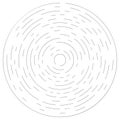 Gyrate, rotating segmented lines circular element