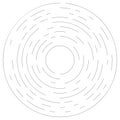 Gyrate, rotating segmented lines circular element