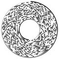 Gyrate, rotating segmented lines circular element