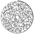 Gyrate, rotating segmented lines circular element