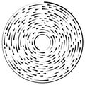 Gyrate, rotating segmented lines circular element