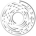 Gyrate, rotating segmented lines circular element