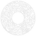 Gyrate, rotating segmented lines circular element