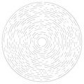 Gyrate, rotating segmented lines circular element